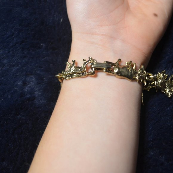 Charm Bracelet Noah Ark and Animals Retro Metal Figurines Golden - Picture 3 of 6